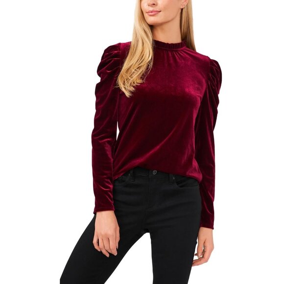 CeCe womens Shirred Cap Top, Size L, Red MSRP $69 - Picture 1 of 3
